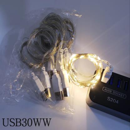 ALAMBRE LED 3MTR 30LED CALIDO USB(PACKX10)USB30W