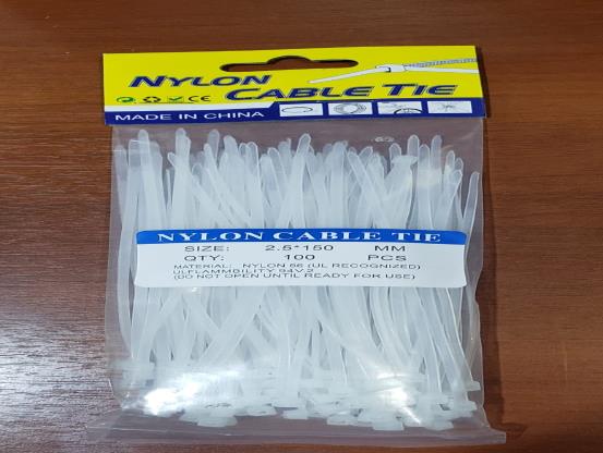 PRECINTO BLANCO 2.5MMx15CM BOLSA x100