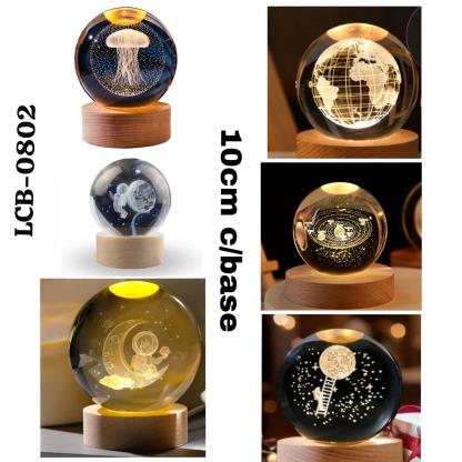 LAMPARA BOLA CRISTAL 10CM 3D LCB-0802 JK-0802 JS-