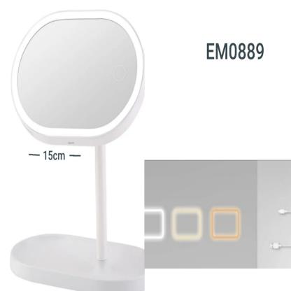 ESPEJO OVALADO C LUZ RECARGABLE 3 TONOS EM0889