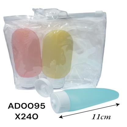 BOTELLA P COSMETICOS X3 11CM E BOLSA PVC AD0095