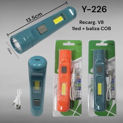 LINTERNA 1 LED + BALIZA COB Y-226 1COB RECARGABLE
