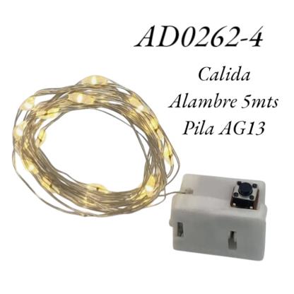 LUZ LED CALIDO ALAMBRE 5MT PILA(3X AG13) AD0262-4