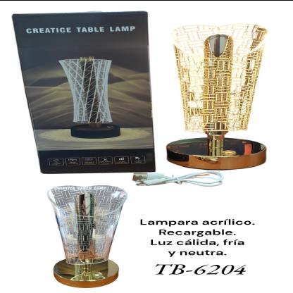 LAMPARA DE MESA ACRILICO T CONO 23X10X7CM TB-6204