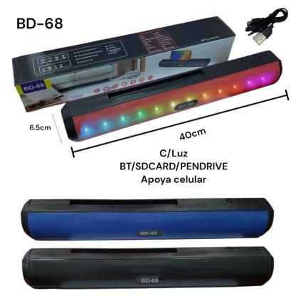 PARLANTE RECARGABLE C LUZ 40CM BD-68