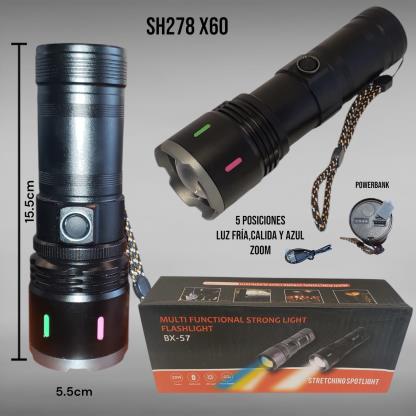 LINTERNA METAL ZOOM 1LED RECARGA SH278