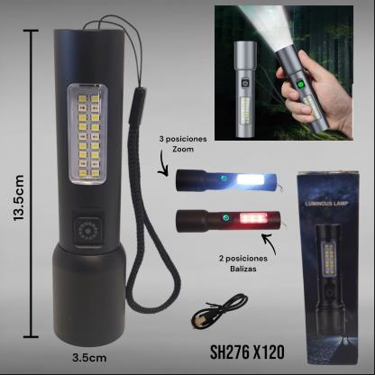 LINTERNA 1LED +BALIZAS RECARG 1200MAH SH276
