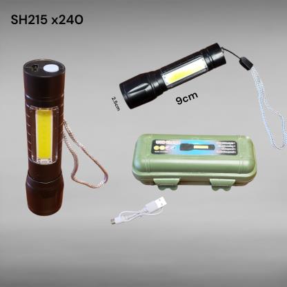 LINTERNA 1LED PLAST ZOOM ESTUCHE VERDE RECAR SH215