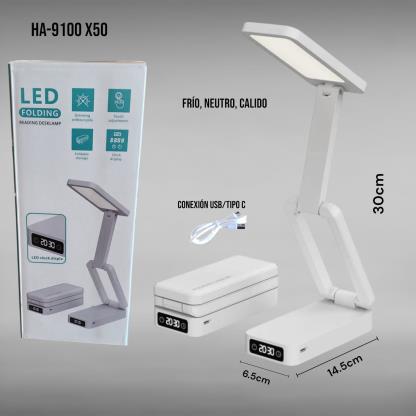 LAMPARA DE MESA PLEGABLE US C RELOJ 3TONOS HA-9100