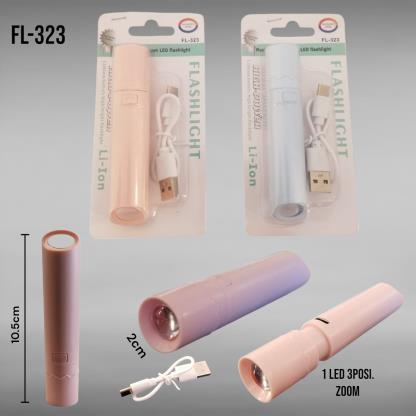 LINTERNA 1LED PLASTICA RECARGABLE FL- 323