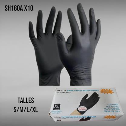 GUANTE LATEX DESCAR X100 S M L XL NEGRO SH180A