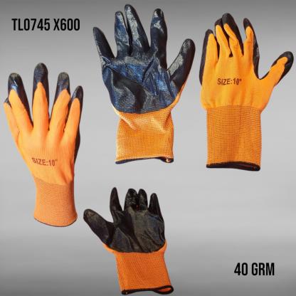 GUANTE TRABAJO 40GMS NARANJA NEGRO TL0745