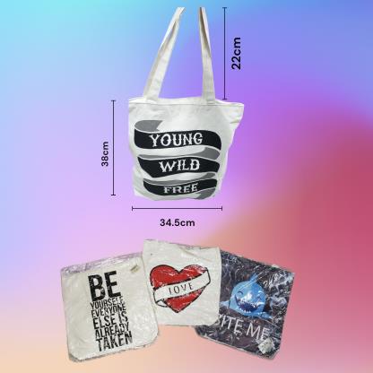 BOLSO DE TELA BLANCO CON DISEÃ‘O FLORAL