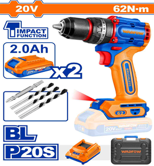 TALADRO DE IMPACTO INALAM. BRUSHLESS 20V + CARGADO