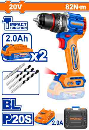TALADRO DE IMPACTO INALÁM. BRUSHLESS 20V 82 NM + C