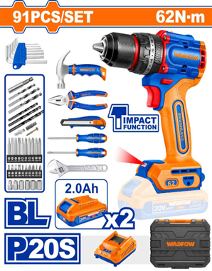 Combo Taladro Percutor Inalambrico 62 mm + 90 PZS