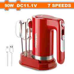 Batidora De Mano Inalámbrica 7 VEL. 90W Rojo