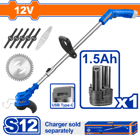 Bordeadora Inalambrica 12v + bateria + cuchillas