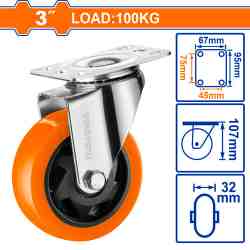 RUEDA GIRATORIA 3'' HASTA 100KG (MATERIAL PP + PVC