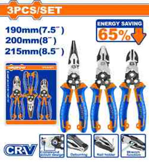 Set de alicates 3 Piezas 7.5'' (190 MM) - 8'' (200