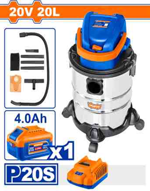 Aspiradora Inalmabrica 20V 20lts + Bateria 4.0 + C