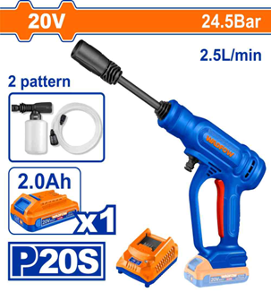 Hidrolavadora Inalámbrica 20V 24.5 BAR + 1 BAT. 2 